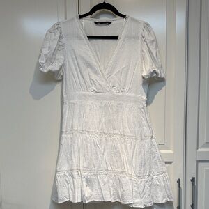 Zara White Textured Mini Dress